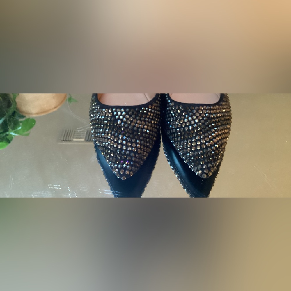 Steve Madden Black Rhinestone flats size 9